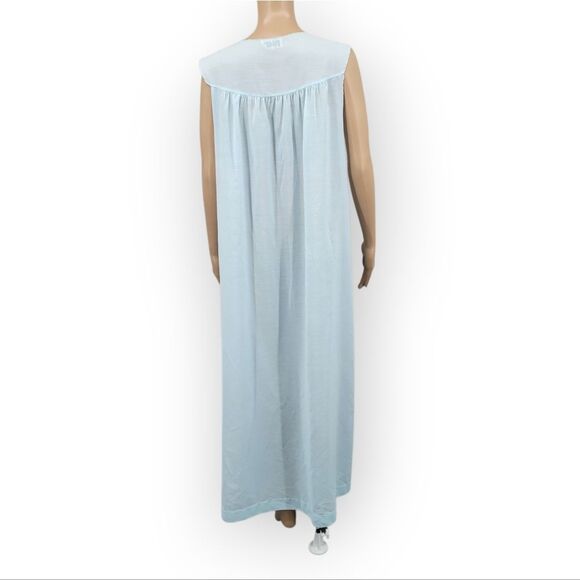 Lily Vintage Light Blue Embroidered Eyelet Yoke Women's Maxi Length Nightgown - Picture 3 of 10